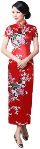 Chinese Style Dress Improves Cheongsam Temperament, Retro Long Silk Printed Daily Banquet Women's Performance Clothing