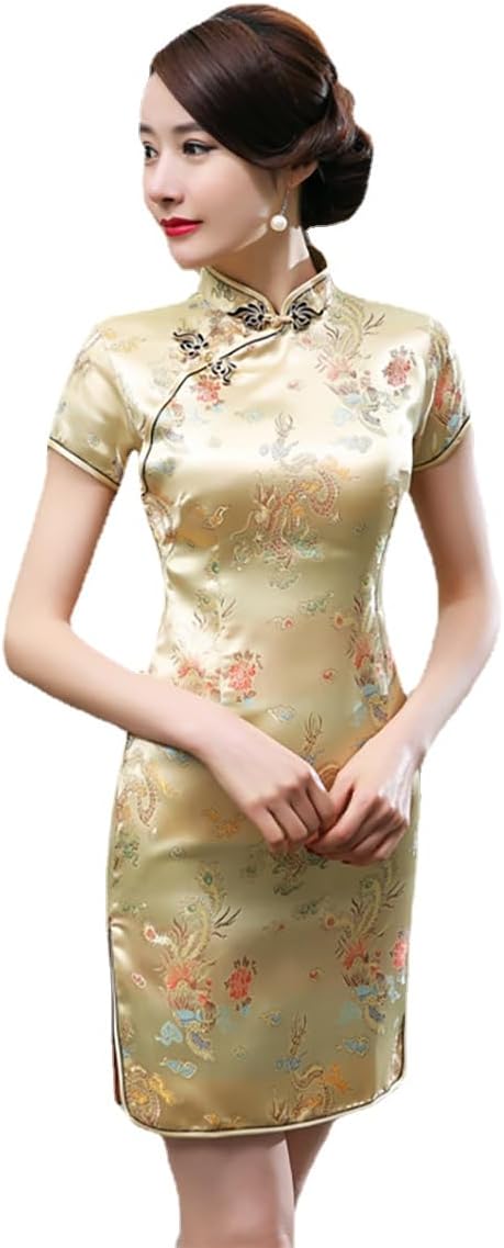 Chinese Style Dress Improves Cheongsam Temperament, Retro Long Silk Printed Daily Banquet Women's Performance Clothing