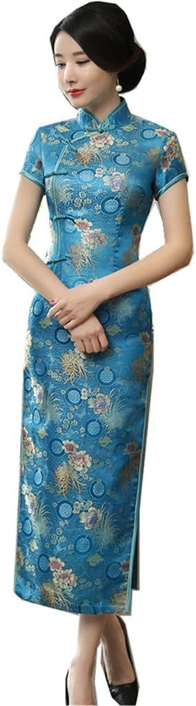 Shanghai Story Chinese Dress Long Cheongsam Satin Qipao for Women