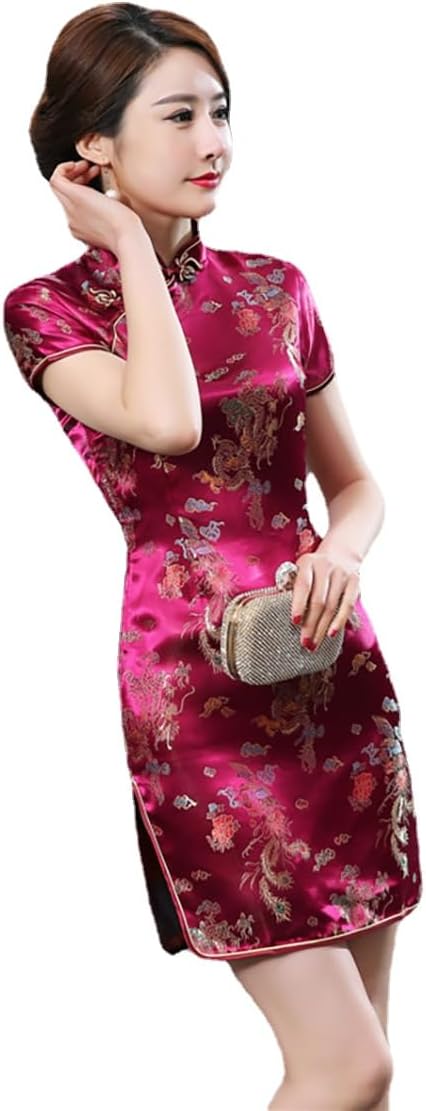 Chinese Style Dress Improves Cheongsam Temperament, Retro Long Silk Printed Daily Banquet Women's Performance Clothing