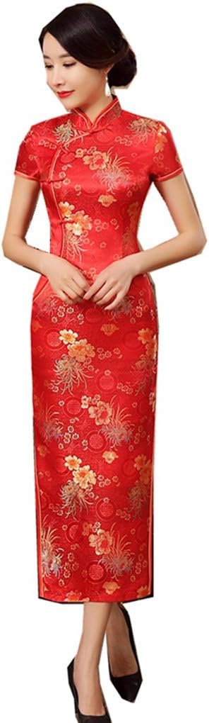 Shanghai Story Chinese Dress Long Cheongsam Satin Qipao for Women