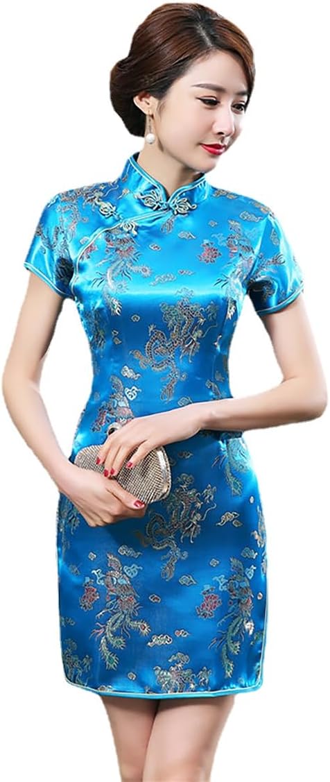 Chinese Style Dress Improves Cheongsam Temperament, Retro Long Silk Printed Daily Banquet Women's Performance Clothing