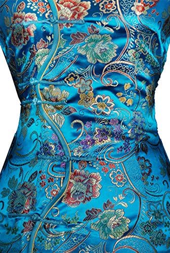 7Fairy Women's VTG Turquoise Ten Buttons Long Chinese Dress Cheongsam