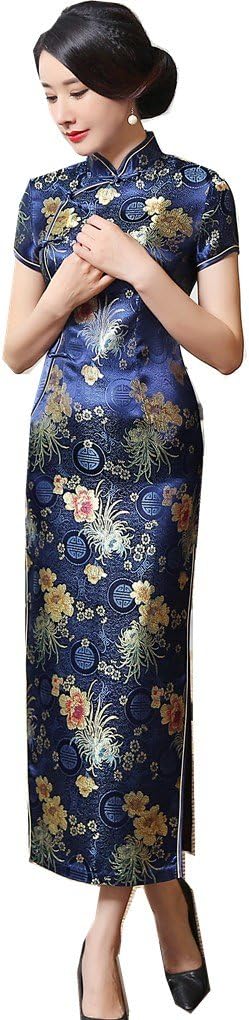 Shanghai Story Chinese Dress Long Cheongsam Satin Qipao for Women