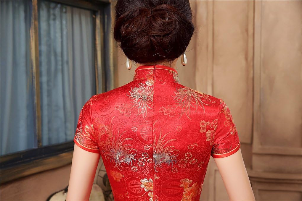 Shanghai Story Chinese Dress Long Cheongsam Satin Qipao for Women