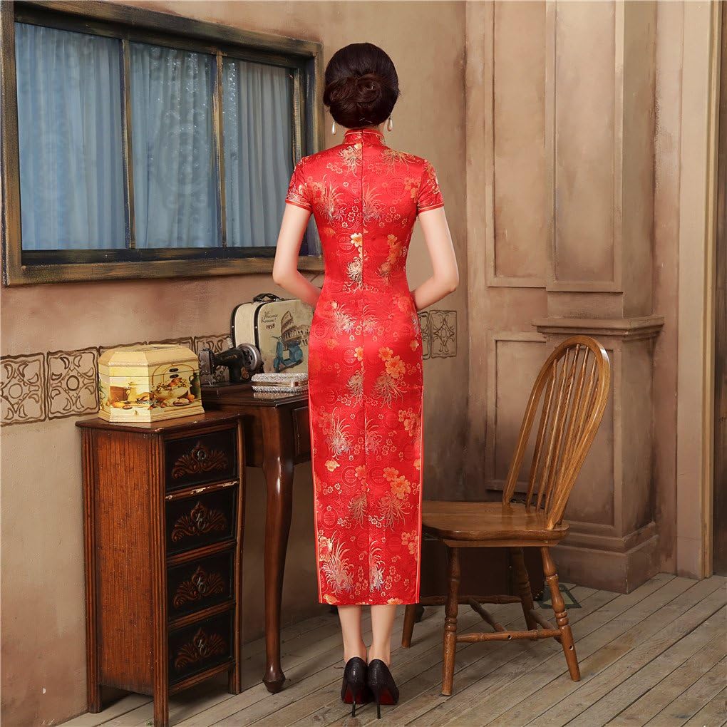 Shanghai Story Chinese Dress Long Cheongsam Satin Qipao for Women