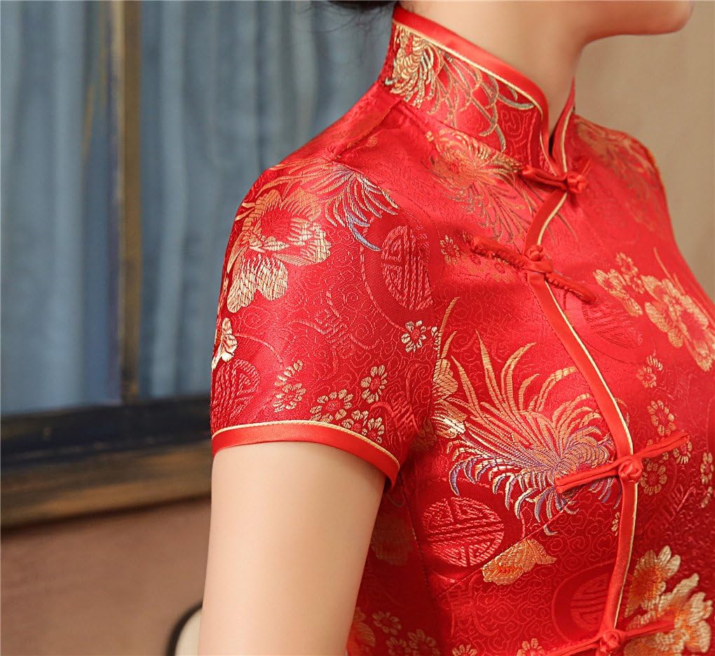 Shanghai Story Chinese Dress Long Cheongsam Satin Qipao for Women