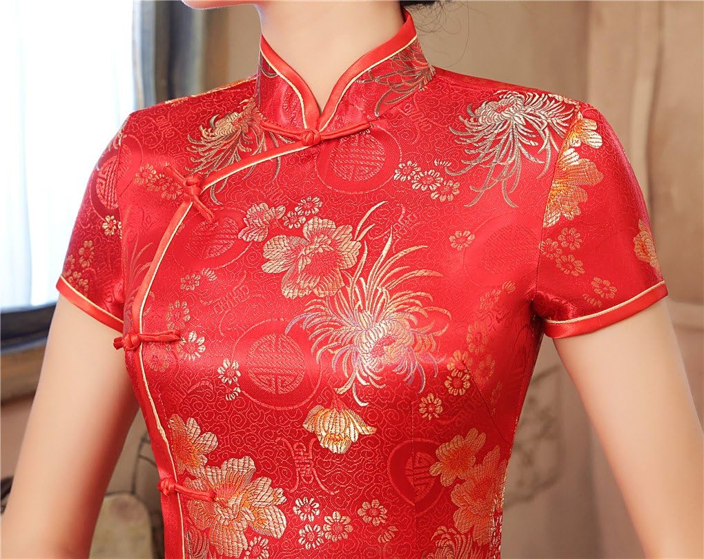 Shanghai Story Chinese Dress Long Cheongsam Satin Qipao for Women